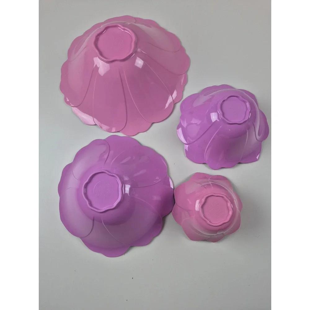 Jessica‎ Simpson Home Melamine Nesting Floral Bowl Set Pink Purple 4 Piece
